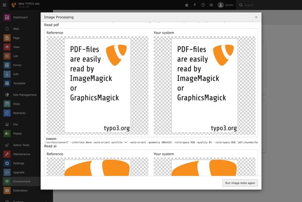 TYPO3 Install Tool mit funktionierender PDF-Verarbeitung